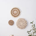 Handwoven Natural Straw Wall Decor Set