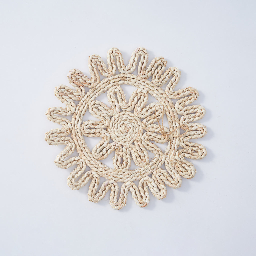 Handwoven Natural Straw Wall Decor Set